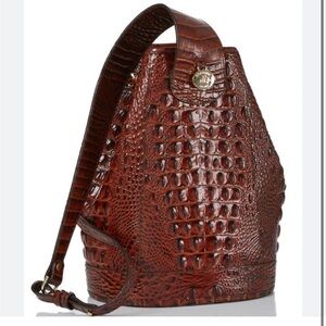 Brahmin Rich Brown Croc-Embossed Tote